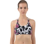 black and white rose sugar skull Back Web Sports Bra