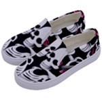 black and white rose sugar skull Kids  Canvas Slip Ons