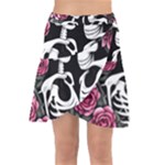 black and white rose sugar skull Wrap Front Skirt