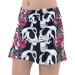 black and white rose sugar skull Classic Tennis Skirt