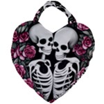 black and white rose sugar skull Giant Heart Shaped Tote