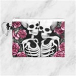 black and white rose sugar skull Canvas Cosmetic Bag (Medium)