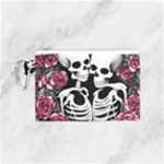 black and white rose sugar skull Canvas Cosmetic Bag (Small)