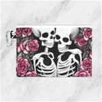 black and white rose sugar skull Canvas Cosmetic Bag (Large)