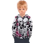 black and white rose sugar skull Kids  Overhead Hoodie