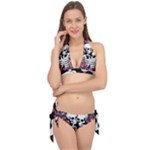 black and white rose sugar skull Tie It Up Bikini Set