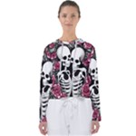 black and white rose sugar skull Women s Slouchy Sweat