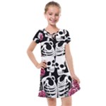 black and white rose sugar skull Kids  Cross Web Dress