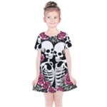 black and white rose sugar skull Kids  Simple Cotton Dress