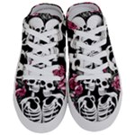 black and white rose sugar skull Half Slippers