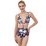 black and white rose sugar skull Tied Up Two Piece Swimsuit