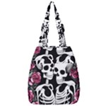 black and white rose sugar skull Center Zip Backpack