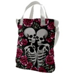 black and white rose sugar skull Canvas Messenger Bag