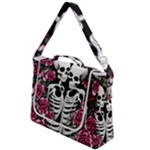 black and white rose sugar skull Box Up Messenger Bag