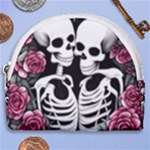 black and white rose sugar skull Horseshoe Style Canvas Pouch