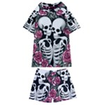 black and white rose sugar skull Kids  Swim Tee and Shorts Set