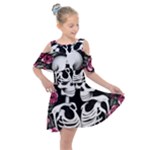 black and white rose sugar skull Kids  Shoulder Cutout Chiffon Dress