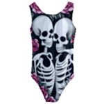 black and white rose sugar skull Kids  Cut-Out Back One Piece Swimsuit