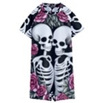 black and white rose sugar skull Kids  Boyleg Half Suit Swimwear