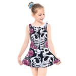 black and white rose sugar skull Kids  Skater Dress Swimsuit