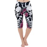 black and white rose sugar skull Lightweight Velour Cropped Yoga Leggings