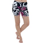 black and white rose sugar skull Lightweight Velour Yoga Shorts