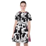 black and white rose sugar skull Sailor Dress