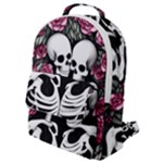 black and white rose sugar skull Flap Pocket Backpack (Small)