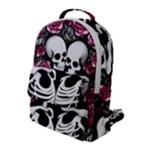 black and white rose sugar skull Flap Pocket Backpack (Large)