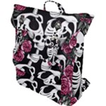 black and white rose sugar skull Buckle Up Backpack