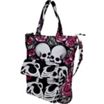 black and white rose sugar skull Shoulder Tote Bag