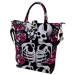 black and white rose sugar skull Buckle Top Tote Bag