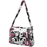 black and white rose sugar skull Front Pocket Crossbody Bag