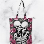 black and white rose sugar skull Double Zip Up Tote Bag