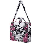 black and white rose sugar skull Square Shoulder Tote Bag