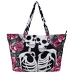 black and white rose sugar skull Full Print Shoulder Bag