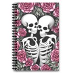 black and white rose sugar skull 5.5  x 8.5  Notebook