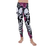 black and white rose sugar skull Kids  Lightweight Velour Leggings