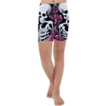 black and white rose sugar skull Kids  Lightweight Velour Capri Yoga Leggings