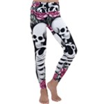 black and white rose sugar skull Kids  Lightweight Velour Classic Yoga Leggings