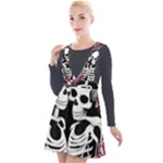 black and white rose sugar skull Plunge Pinafore Velour Dress