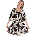 black and white rose sugar skull Velour Kimono Dress