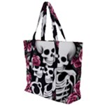 black and white rose sugar skull Zip Up Canvas Bag