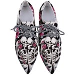 black and white rose sugar skull Pointed Oxford Shoes