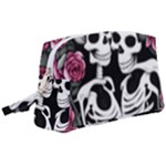 black and white rose sugar skull Wristlet Pouch Bag (Large)