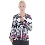 black and white rose sugar skull Casual Zip Up Jacket