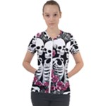 black and white rose sugar skull Short Sleeve Zip Up Jacket