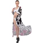 black and white rose sugar skull Maxi Chiffon Beach Wrap