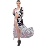 black and white rose sugar skull Maxi Chiffon Beach Wrap