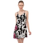 black and white rose sugar skull Summer Time Chiffon Dress